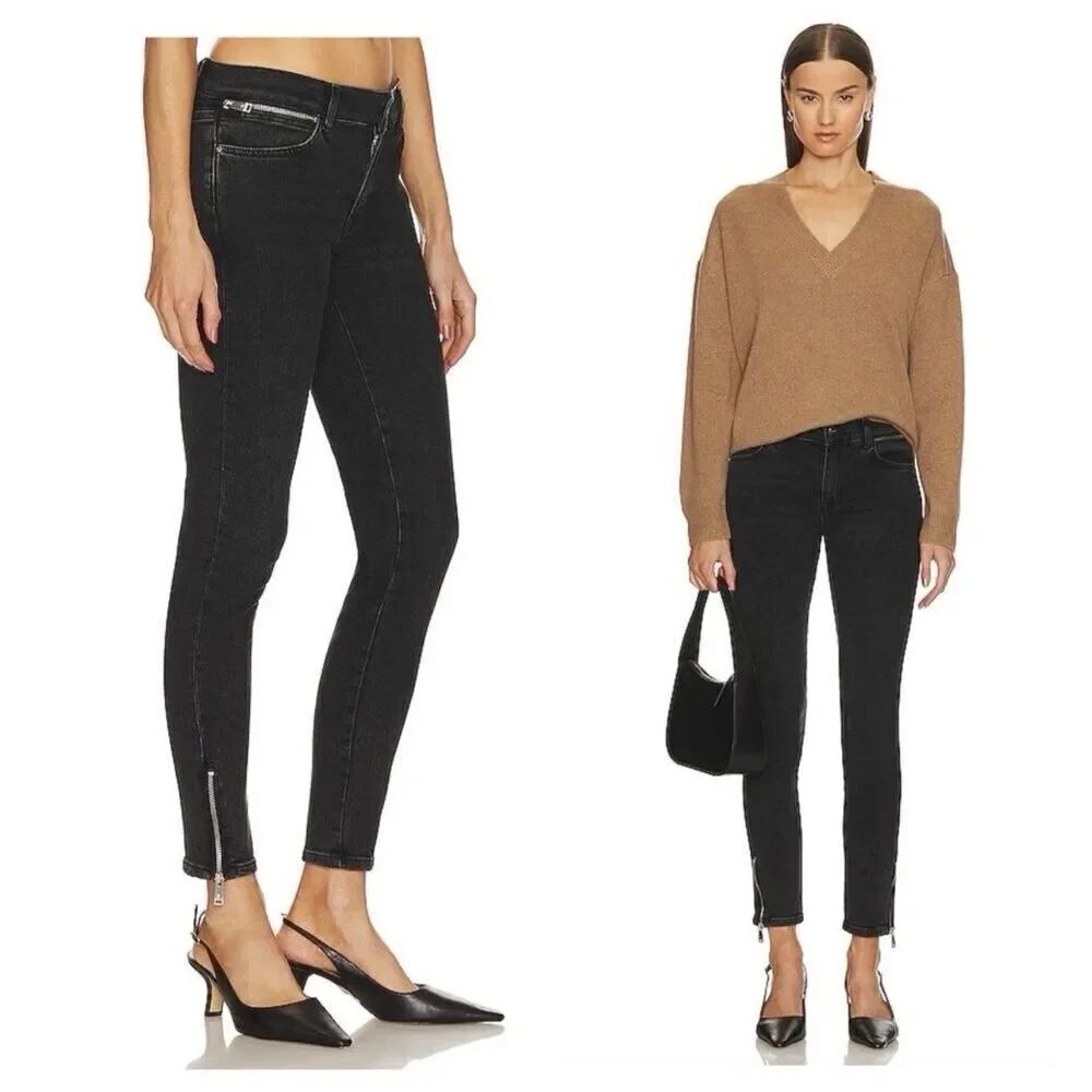 Anine Bing Jax Low Rise Ankle Skinny Jeans Size 29 in Smoke Black